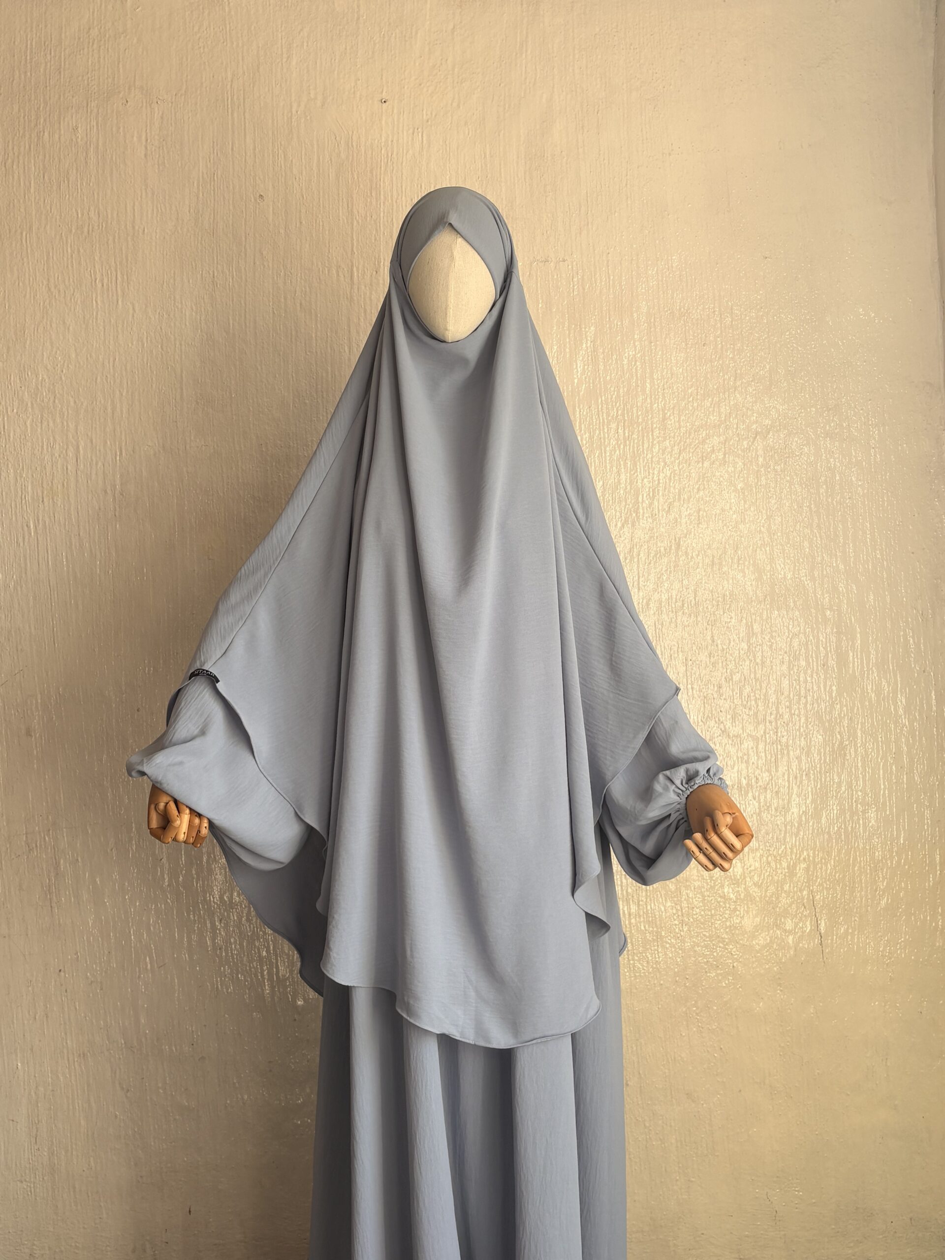Sky Blue full coverage khimar set with matching size 56 abaya